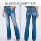 Damejeans med høy midje, slitt design og utvidede ben