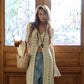 Lang heklet hullete cardigan for kvinner