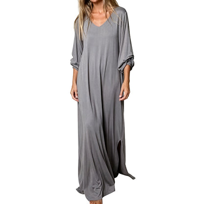 Elegant maksikjole med splitt