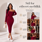 Kvinner ribbet strikket bodycon-kjole med kort cardigan