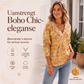 Elegant topp med blomsterprint og V-hals for kvinner