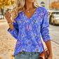 Elegant topp med blomsterprint og V-hals for kvinner