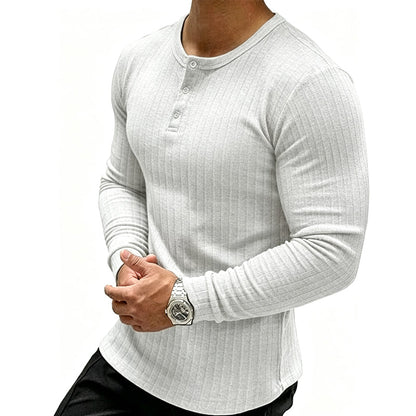 Henley-skjorte i slim fit for menn