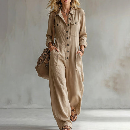 Dame vidbeinet cargo-jumpsuit