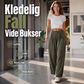 Damebukser med folder og vide ben