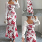 Elegant blomstertrykt utslått kjole for kvinner
