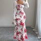 Elegant blomstertrykt utslått kjole for kvinner