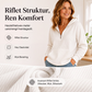Uformell ribbestrikket halvglidelås-hettegenser for kvinner