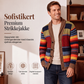 Strikket cardigan-genser med sjalskrage og striper for menn