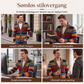 Strikket cardigan-genser med sjalskrage og striper for menn