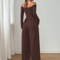 Elegant halterneck-drakt med dyp V-hals for kvinner