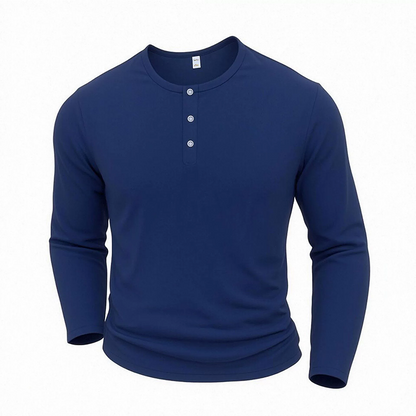 Herre uformell Henley-halset langermet skjorte