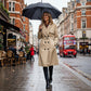 Klassisk dobbeltspent trenchcoat for kvinner