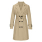 Klassisk dobbeltspent trenchcoat for kvinner