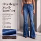 Høytaljede flared jeans for kvinner med nagler