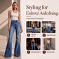 Høytaljede flared jeans for kvinner med nagler