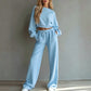 2-delt sett med sweatshirt og bukser for kvinner