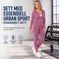 Dame stripet sett med glidelåsgenser og bukser