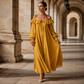 Uformell off-shoulder maxi-kjole for kvinner