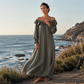 Uformell off-shoulder maxi-kjole for kvinner