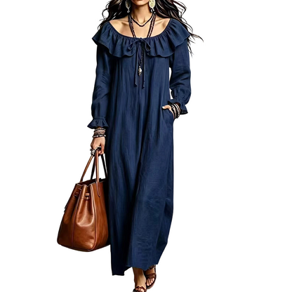 Uformell off-shoulder maxi-kjole for kvinner