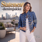 Dame vintage symmetrisk knapp denimjakke