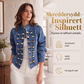 Dame vintage symmetrisk knapp denimjakke