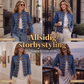 Dame vintage symmetrisk knapp denimjakke