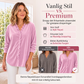 Damebluse med ensfarget design og volangkrage