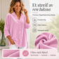 Damebluse med ensfarget design og volangkrage