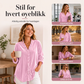 Damebluse med ensfarget design og volangkrage