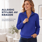 Damegenser med halvt glidelås og kabelstrikk