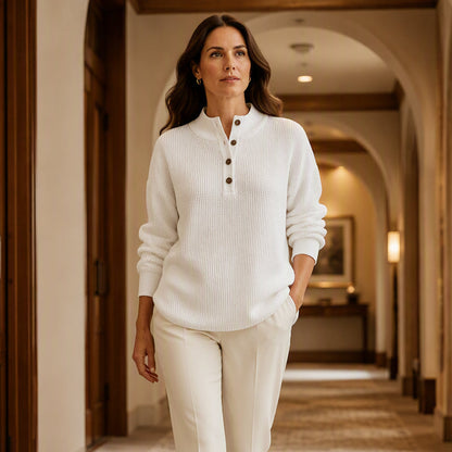 Dame Vaffelstrikket Henley-genser