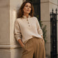 Dame Vaffelstrikket Henley-genser