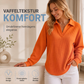Strikket topp med V-hals og lange ermer for kvinner