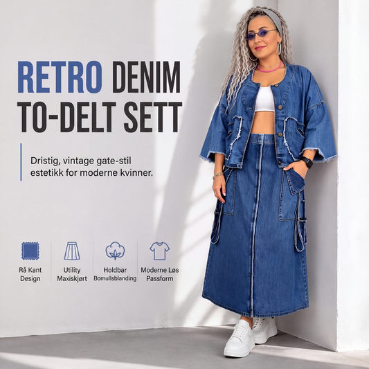 Slankende denim-maxi-kjole