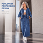 Slankende denim-maxi-kjole