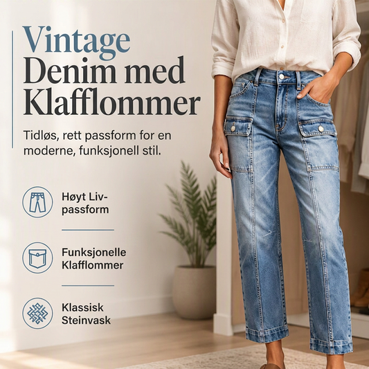 Jeans med høy midje og strekk for kvinner, rett ben