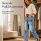 Jeans med høy midje og strekk for kvinner, rett ben
