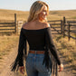 Dame western-stil off-shoulder-topp med frynsete ermer