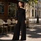 Offskulder jumpsuit med vide ben for kvinner
