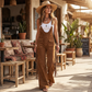Retro westernsemd kjeledress i semsket skinn med frynser