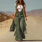 Retro westernsemd kjeledress i semsket skinn med frynser