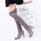 🎅Høstsalg 49 % rabatt🍂Elegante over kneet-støvler i fusk semsket skinn