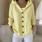 Strikket cardigan med hette og knapper for kvinner