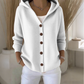 Strikket cardigan med hette og knapper for kvinner