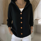 Strikket cardigan med hette og knapper for kvinner