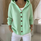 Strikket cardigan med hette og knapper for kvinner