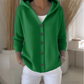 Strikket cardigan med hette og knapper for kvinner