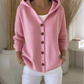 Strikket cardigan med hette og knapper for kvinner